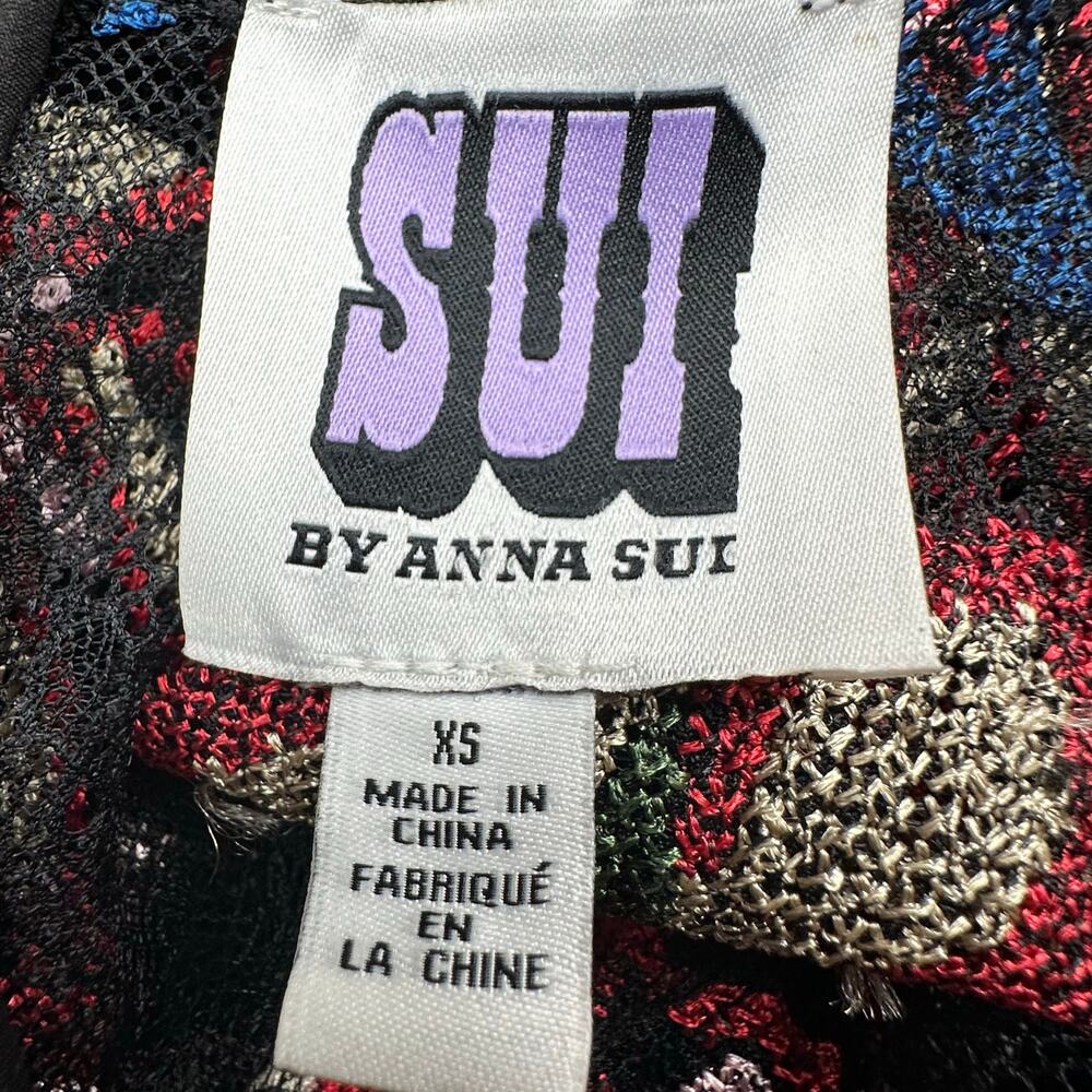 Sui By Anna Sui Dress Womens XS Black Lace Floral Long Sleeve Whimsygoth Cottage - Picture 10 of 16